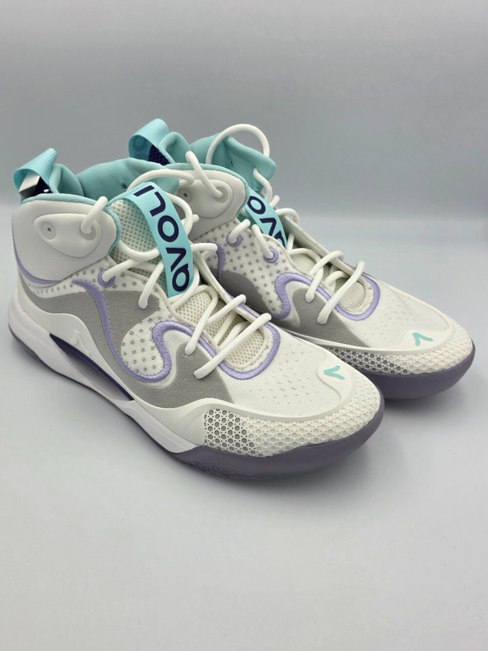 Avoli Womens Size 9 Volleyball Shoe Mid Top White & Purple & Teal